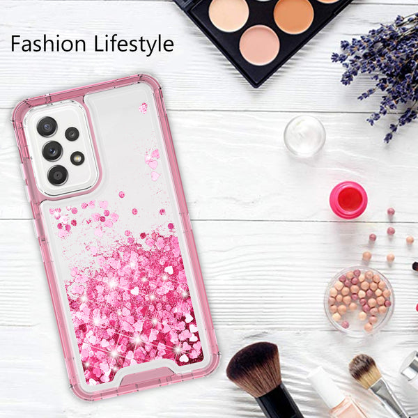 hard clear glitter phone case for samsung galaxy a72 5g - pink - www.coverlabusa.com