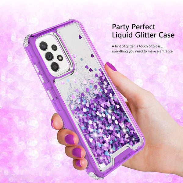 hard clear glitter phone case for samsung galaxy a72 5g - purple - www.coverlabusa.com