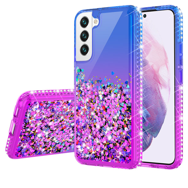 glitter phone case for samsung galaxy s22 plus - blue/purple gradient - www.coverlabusa.com