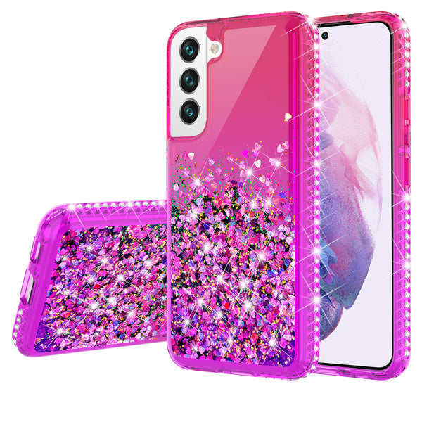 glitter phone case for samsung galaxy s22 plus - hot pink/purple gradient - www.coverlabusa.com