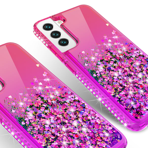 glitter phone case for samsung galaxy s22 plus - hot pink/purple gradient - www.coverlabusa.com