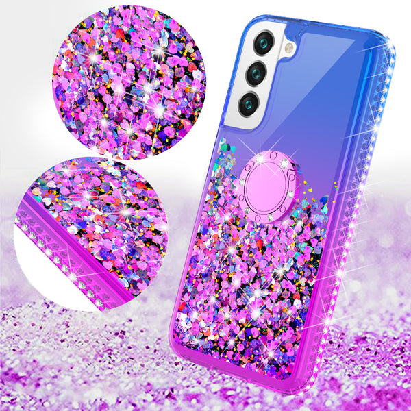glitter phone case for samsung galaxy s22 plus - blue/purple gradient - www.coverlabusa.com
