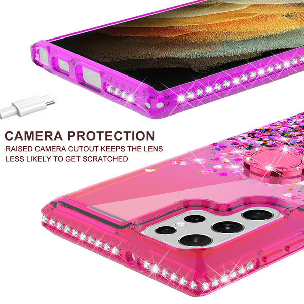 glitter phone case for samsung galaxy s22 ultra - hot pink/purple gradient - www.coverlabusa.com