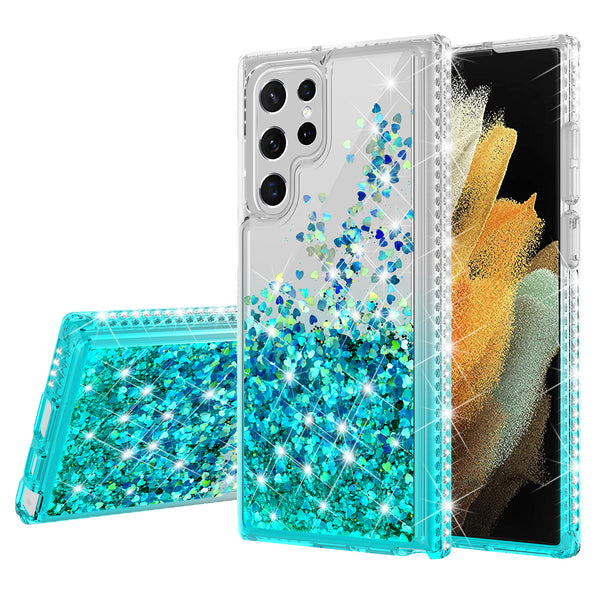 clear liquid phone case for samsung galaxy s22 ultra - teal - www.coverlabusa.com