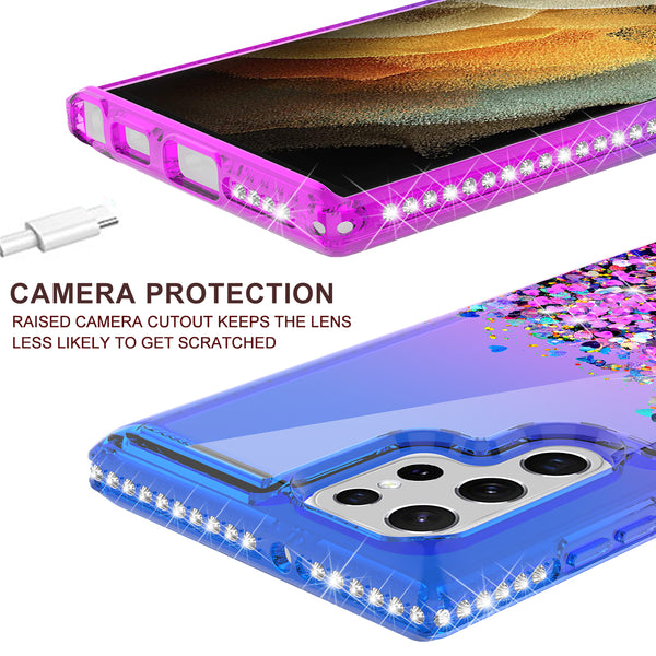 glitter phone case for samsung galaxy s22 ultra - blue/purple gradient - www.coverlabusa.com