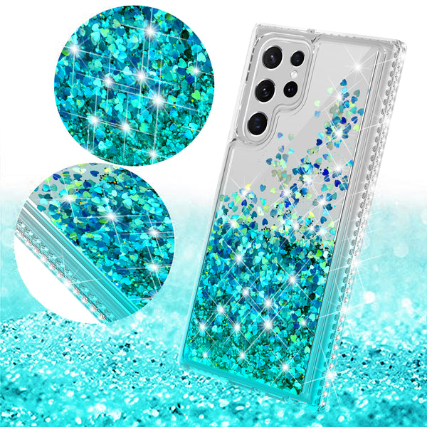 clear liquid phone case for samsung galaxy s22 ultra - teal - www.coverlabusa.com