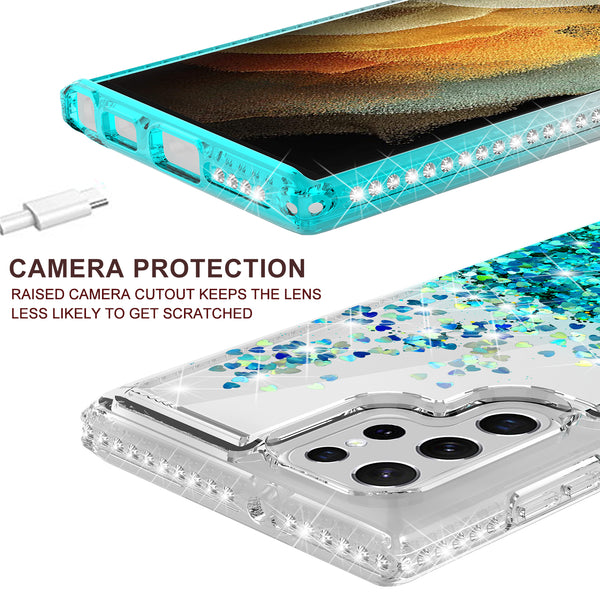 clear liquid phone case for samsung galaxy s22 ultra - teal - www.coverlabusa.com