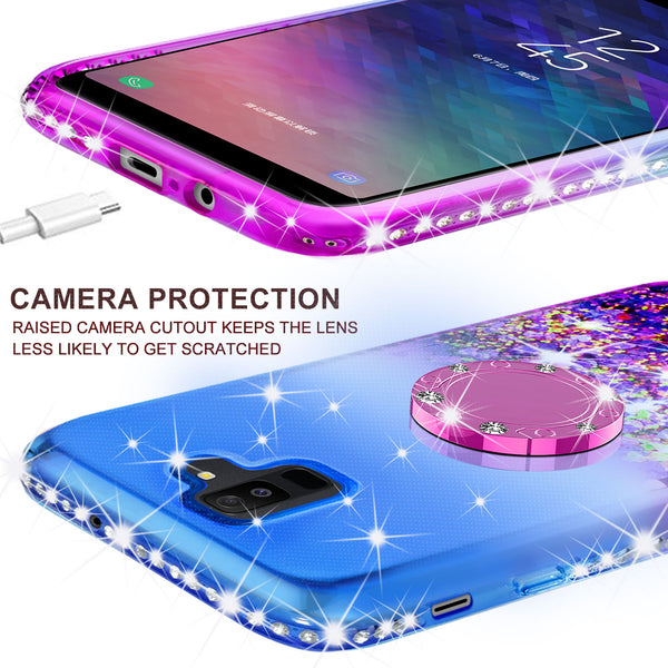 glitter ring phone case for samsung galaxy A6 - blue gradient - www.coverlabusa.com