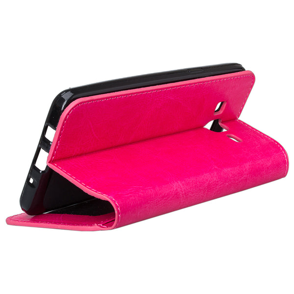 samsung galaxy on5 PU leather wallet case - hot pink - www.coverlabusa.com