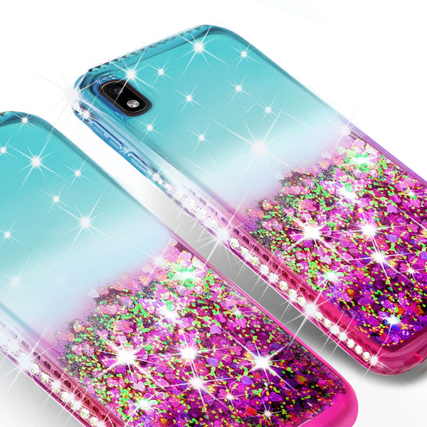 glitter phone case for motorola moto e6 - teal/pink gradient - www.coverlabusa.com