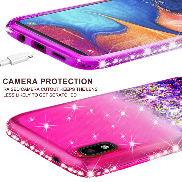 glitter phone case for motorola moto e6 - hot pink/purple gradient - www.coverlabusa.com