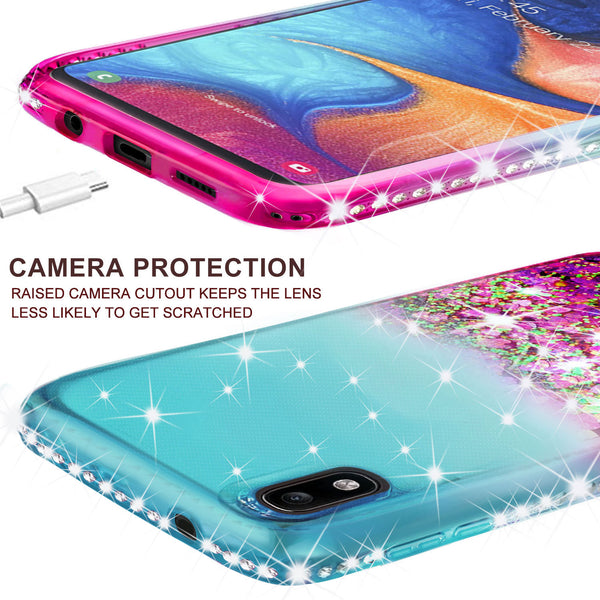 glitter phone case for motorola moto e6 - teal/pink gradient - www.coverlabusa.com