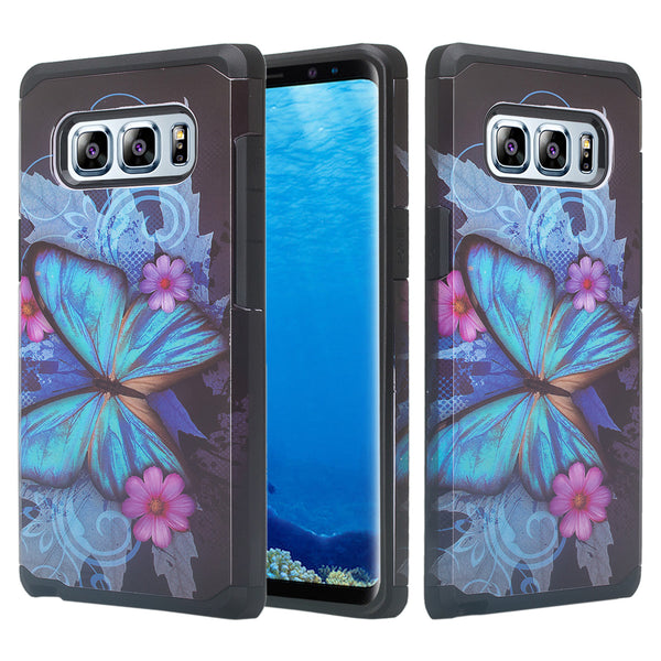 samsung galaxy note 8 hybrid case - blue butterfly - www.coverlabusa.com