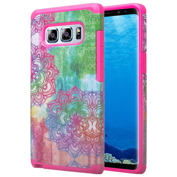 samsung galaxy note 8 hybrid case - teal flower - www.coverlabusa.com