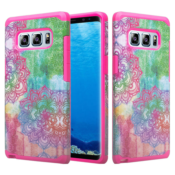 samsung galaxy note 8 hybrid case - teal flower - www.coverlabusa.com