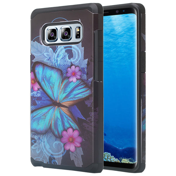 samsung galaxy note 8 hybrid case - blue butterfly - www.coverlabusa.com