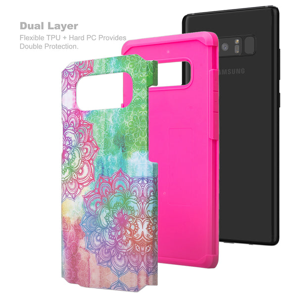 samsung galaxy note 8 hybrid case - teal flower - www.coverlabusa.com