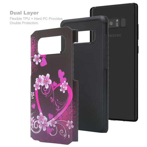 samsung galaxy note 8 hybrid case - heart butterflies - www.coverlabusa.com