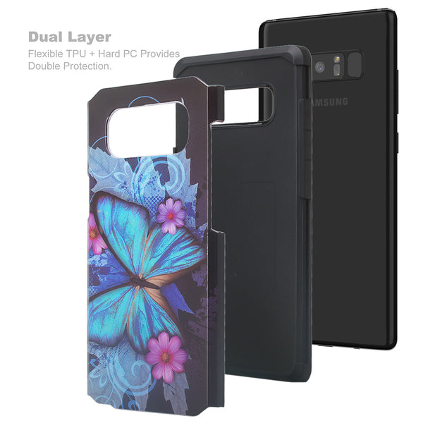 samsung galaxy note 8 hybrid case - blue butterfly - www.coverlabusa.com