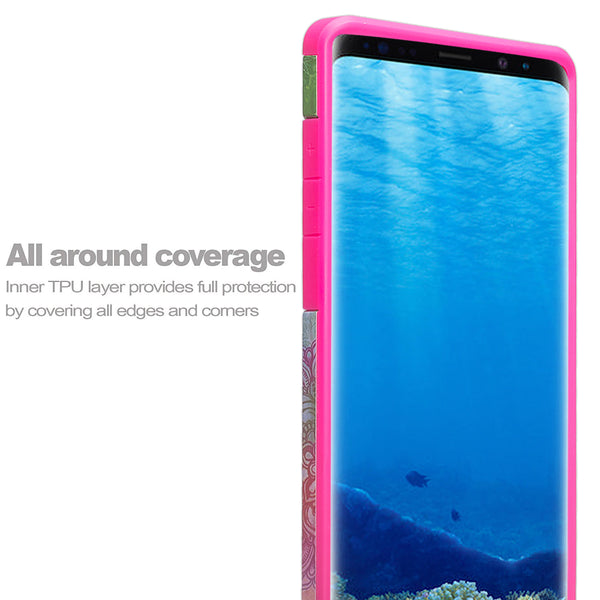 samsung galaxy note 8 hybrid case - teal flower - www.coverlabusa.com