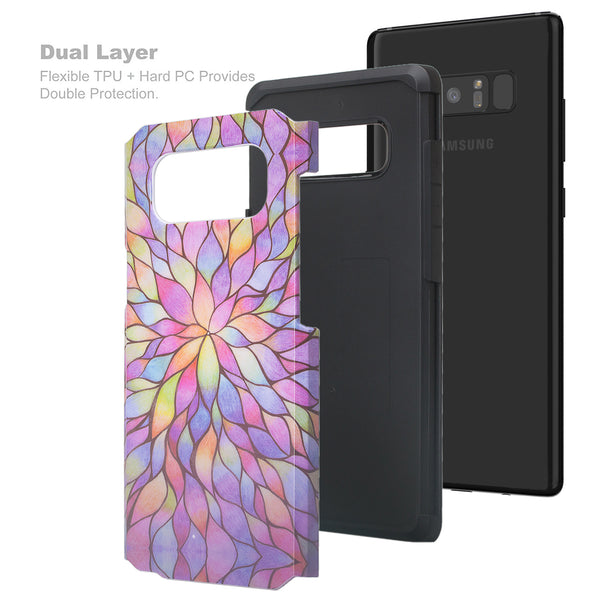 samsung galaxy note 8 hybrid case - rainbow flower - www.coverlabusa.com