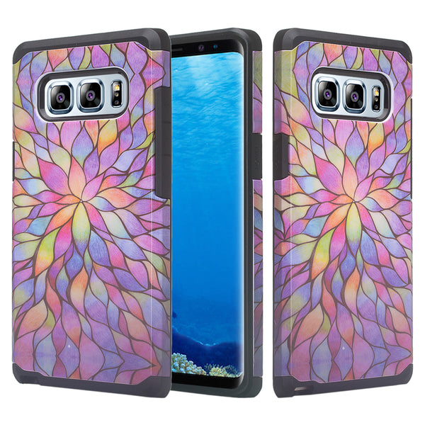 samsung galaxy note 8 hybrid case - rainbow flower - www.coverlabusa.com