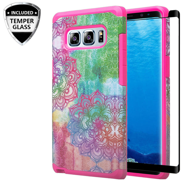 samsung galaxy note 8 hybrid case - teal flower - www.coverlabusa.com