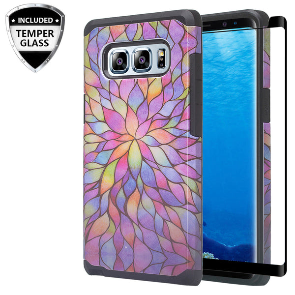 samsung galaxy note 8 hybrid case - rainbow flower - www.coverlabusa.com