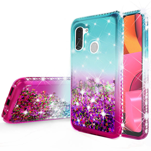 glitter phone case for samsung galaxy a21 - teal/pink gradient - www.coverlabusa.com