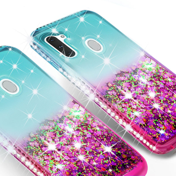 glitter phone case for samsung galaxy a21 - teal/pink gradient - www.coverlabusa.com