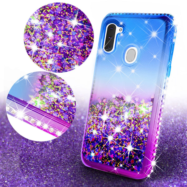 glitter phone case for samsung galaxy a11 - blue/purple gradient - www.coverlabusa.com