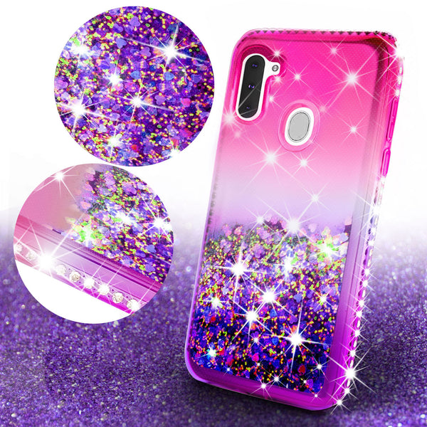 glitter phone case for samsung galaxy a21 - hot pink/purple gradient - www.coverlabusa.com