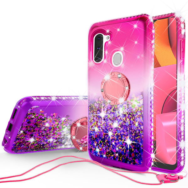 glitter phone case for samsung galaxy a11 - hot pink/purple gradient - www.coverlabusa.com