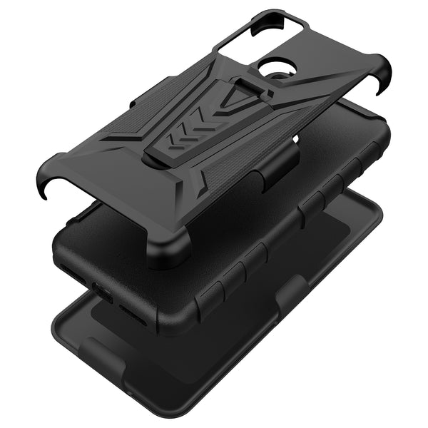 holster kickstand hyhrid phone case for tcl 20 a 5g/4x 5g - black - www.coverlabusa.com