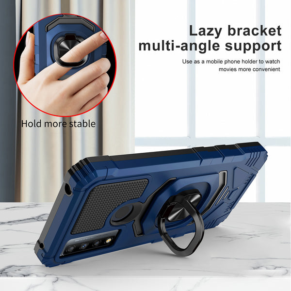 ring car mount kickstand hyhrid phone case for tcl 20 xe - blue - www.coverlabusa.com