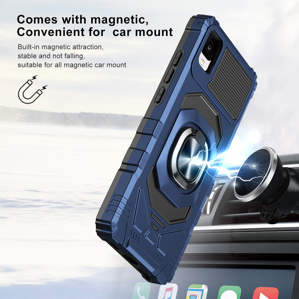 ring car mount kickstand hyhrid phone case for tcl 30z/30 le - blue - www.coverlabusa.com