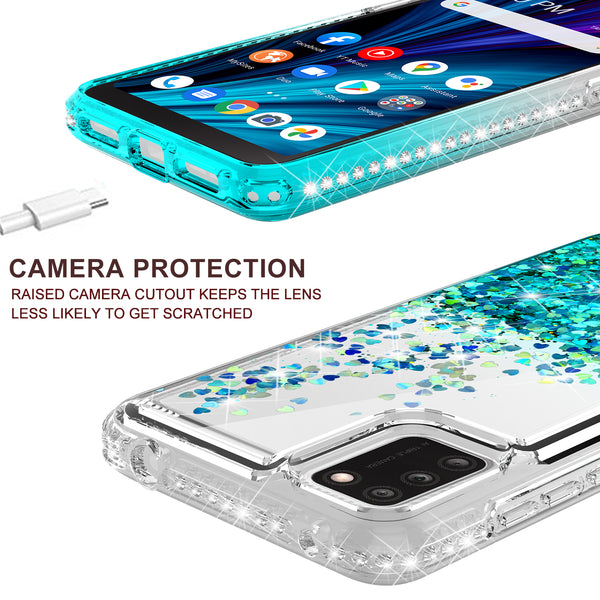 clear liquid phone case for tcl a3x - teal - www.coverlabusa.com