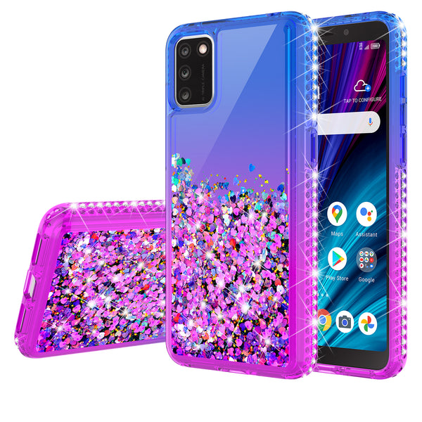 glitter phone case for tcl a3x - blue/purple gradient - www.coverlabusa.com