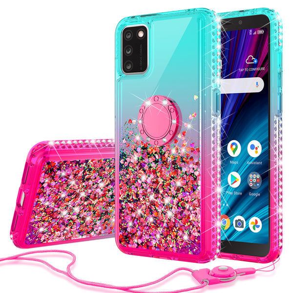 glitter phone case for tcl a3x - teal/pink gradient - www.coverlabusa.com