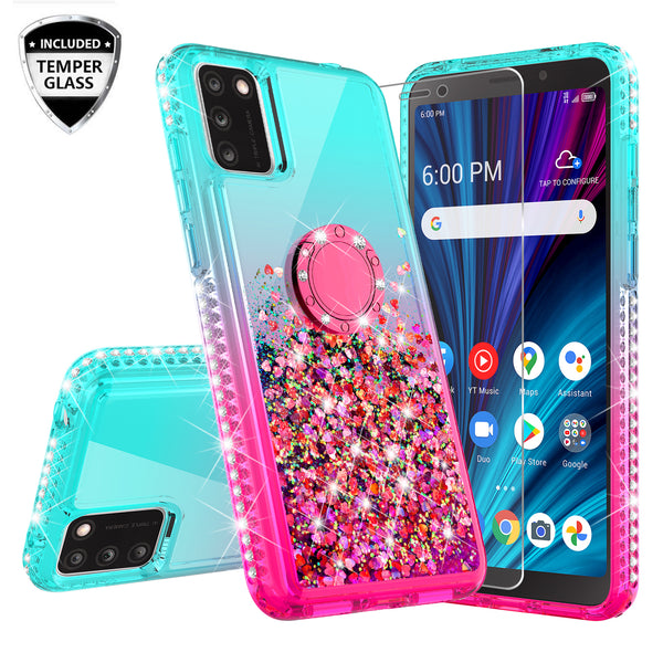 glitter phone case for tcl a3x - teal/pink gradient - www.coverlabusa.com