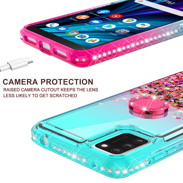 glitter phone case for tcl a3x - teal/pink gradient - www.coverlabusa.com