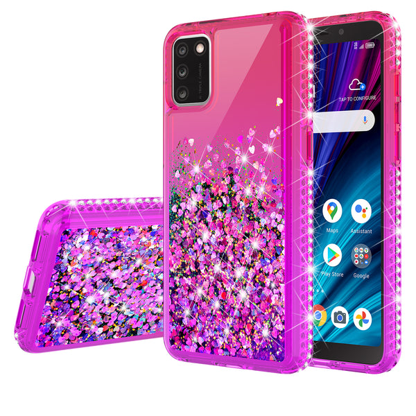 glitter phone case for tcl a3x - hot pink/purple gradient - www.coverlabusa.com
