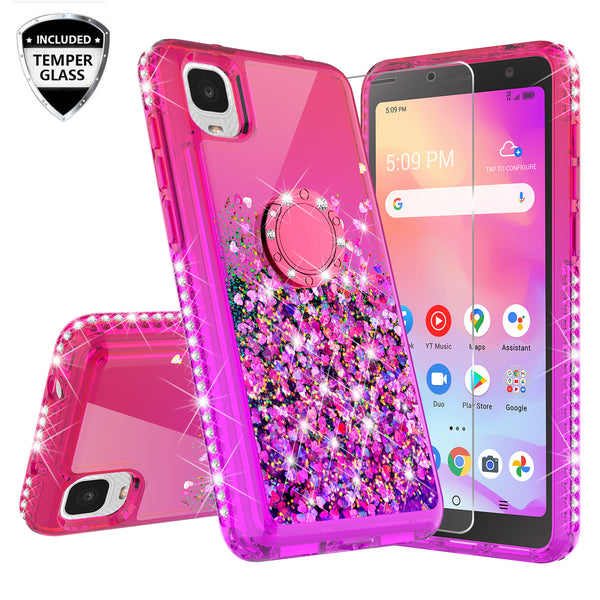 glitter phone case for tcl a3 - hot pink/purple gradient - www.coverlabusa.com