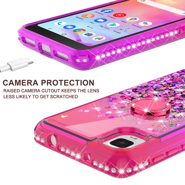 glitter phone case for tcl a3 - hot pink/purple gradient - www.coverlabusa.com