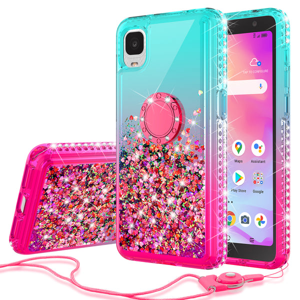 glitter phone case for tcl a3 - teal/pink gradient - www.coverlabusa.com
