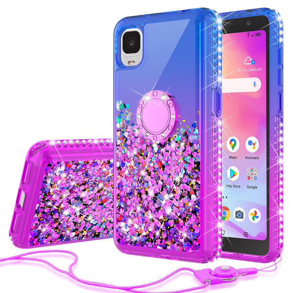 glitter phone case for tcl a3 - blue/purple gradient - www.coverlabusa.com