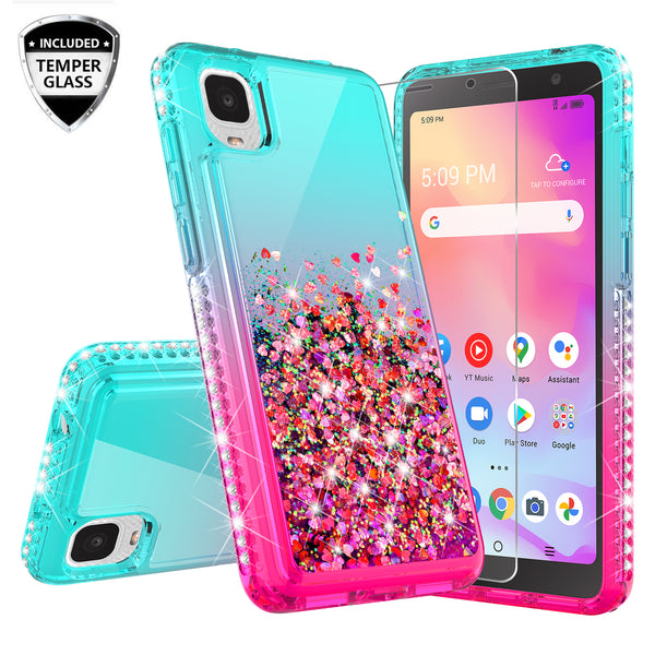 glitter phone case for tcl a3 - teal/pink gradient - www.coverlabusa.com