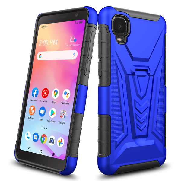 holster kickstand hyhrid phone case for tcl a3 - blue - www.coverlabusa.com