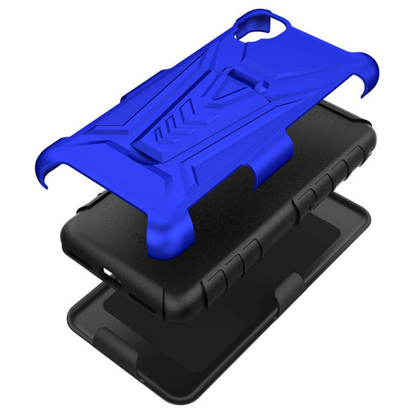 holster kickstand hyhrid phone case for tcl a3 - blue - www.coverlabusa.com