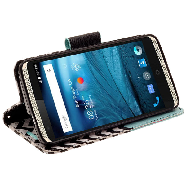 ZTE Axon Pro leather wallet case - teal anchor - www.coverlabusa.com